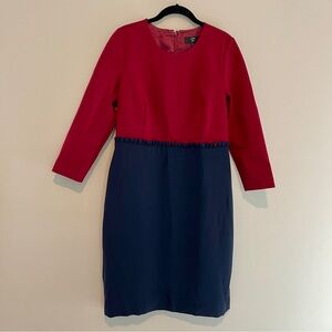 J. Crew 365 Midi Dress Burgundy Blue Color Block Sheath Size 12 Career Office